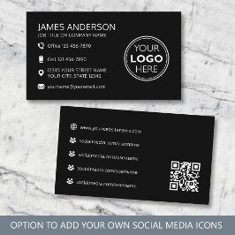 Cartão De Visita Logotipo Profissional Código QR Mídia Social Preto