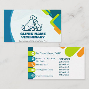 Cartão De Visita Logotipo Profissional de Clínica Veterinária Moder
