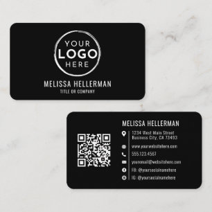 Cartão De Visita Logotipo Profissional de Código QR Minimalista Mod