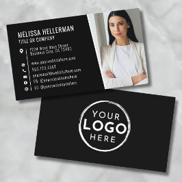 Cartão De Visita Logotipo Profissional de Foto Moderno Preto