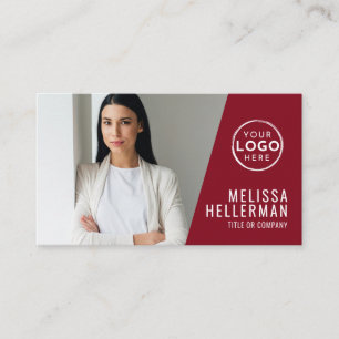 Cartão De Visita Logotipo Profissional de Foto Vermelho