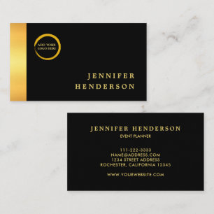Cartão De Visita Logotipo profissional de ouro preto na moda