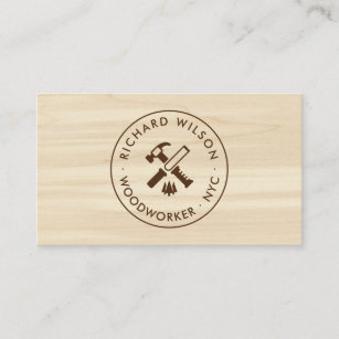 Cartão De Visita Logotipo profissional do carpinteiro de madeira mo