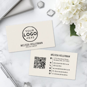 Cartão De Visita Logotipo Profissional Marfim Minimalista Moderno