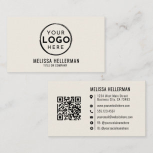 Cartão De Visita Logotipo Profissional Marfim Minimalista Moderno