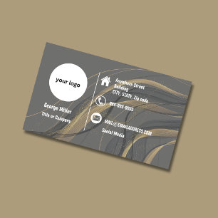 Cartão De Visita Logotipo profissional minimalista preto Dourado El