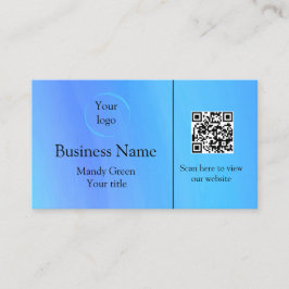 Cartão De Visita Logotipo profissional moderno azul e código QR