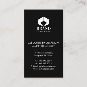 Cartão De Visita Logotipo Profissional Preto de Luxo Minimal Modern