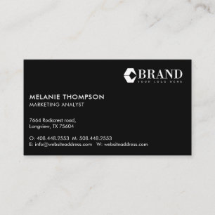 Cartão De Visita Logotipo Profissional Preto de Luxo Minimal Modern