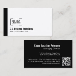 Cartão De Visita Logotipo profissional simples Código QR branco pre