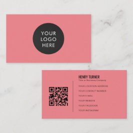 Cartão De Visita Logotipo profissional simples Empresa cor-de-rosa