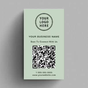 Cartão De Visita Logotipo Promocional Moderno Código QR Sage