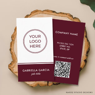 Cartão De Visita Logotipo QR Bordeaux Profissional