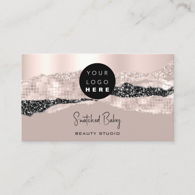 Cartão De Visita Logotipo QR Código Hairdresser Makeup Traço Rosa (Frente)