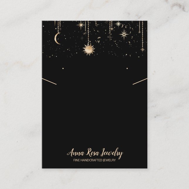 Cartão De Visita *~* Logotipo QR Colar de Lua Cósmica (Frente)