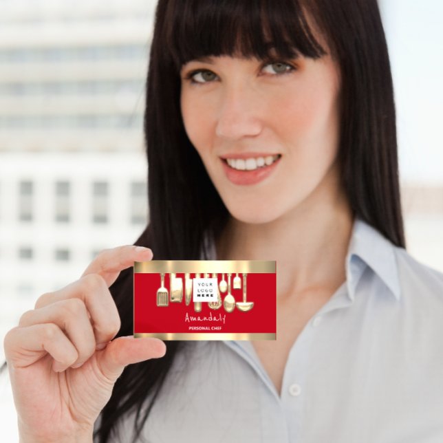 Cartão De Visita Logotipo QR Cozinhar Chefe Pessoal Restauração Com (Criador carregado)