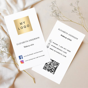 Cartão De Visita Logotipo Qr - mídia social branco preto