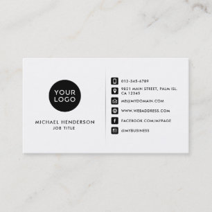 Cartão De Visita Logotipo & Redes Sociais Personalizados Preto e Br