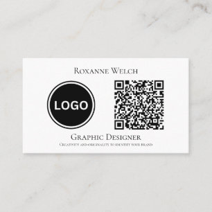 Cartão De Visita Logotipo Redondo Código QR Empresa Mínima