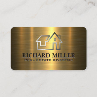 Cartão De Visita Logotipo residencial do imóvel | Dourado metálico
