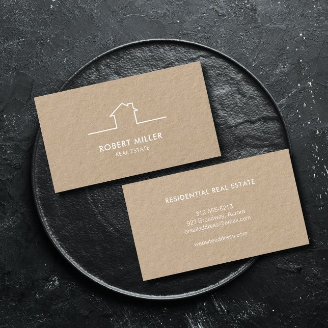 Cartão De Visita Logotipo residencial do imóvel Realtor Kraft (Criador carregado)