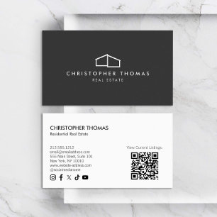 Cartão De Visita Logotipo residencial moderno Imobiliário Cinza esc