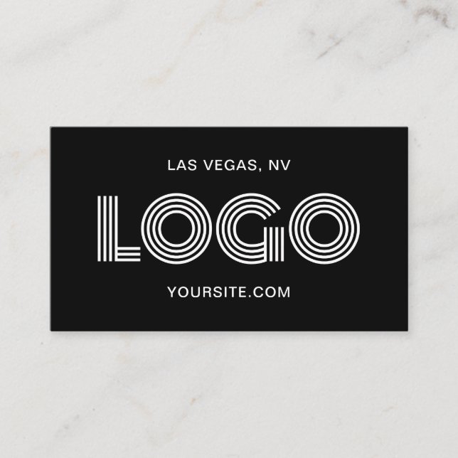 Cartão De Visita Logotipo retangular branco e preto (Frente)