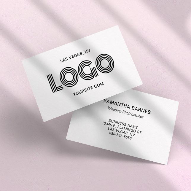 Cartão De Visita Logotipo Retangular Moderno Preto (Black Modern Rectangular Logo Business Card)