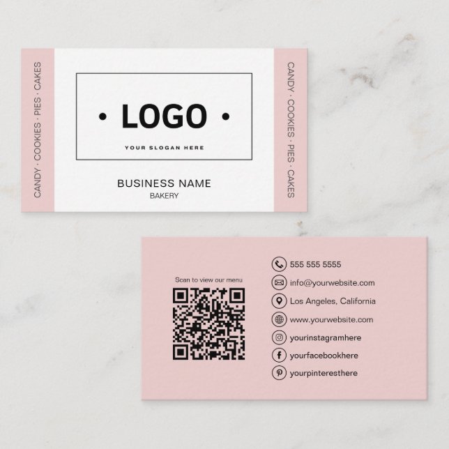 Cartão De Visita Logotipo Retangular Personalizado de Padaria (Frente/Verso)