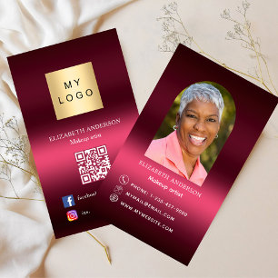 Cartão De Visita Logotipo rosa borrifado Arco de Fotografia Qr code