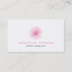 Cartão De Visita Logotipo rosa de Puff para o artista de maquiagem 