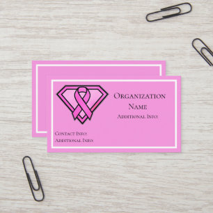 Cartão De Visita Logotipo rosa do Diamond de Consciência do Cancer