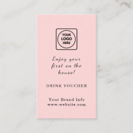 Cartão De Visita Logotipo Rosa | Voucher de Bebida Personalizado pa