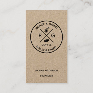 Cartão De Visita Logotipo Rústico na Moda   Companhia de Café Artes