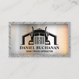 Cartão De Visita Logotipo Semi Truck | Fundo de aço metálico
