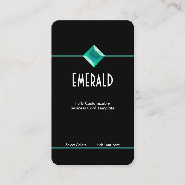 Cartão De Visita Logotipo Simples de Esmeralda (Frente)