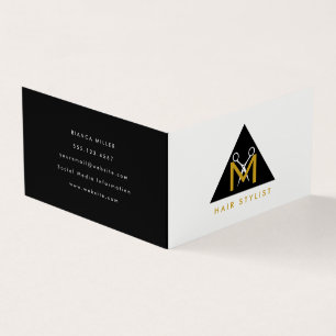 Cartão De Visita Logotipo simples de tesoura de triângulo geométr