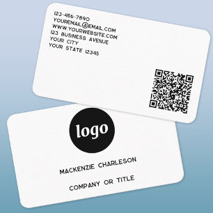 Cartão De Visita Logotipo Simples e Código QR