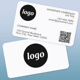 Cartão De Visita Logotipo simples e código QR de texto