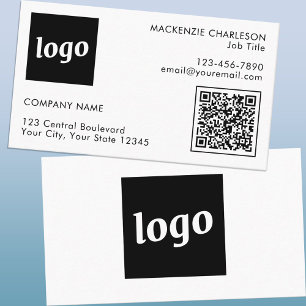 Cartão De Visita Logotipo simples e código QR de texto