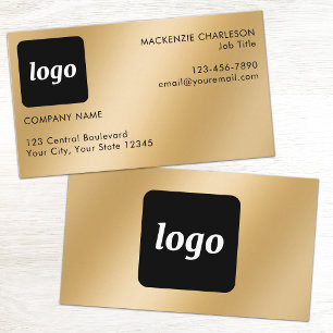 Cartão De Visita Logotipo Simples e Efeito Dourado em Texto