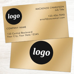 Cartão De Visita Logotipo Simples e Efeito Dourado em Texto