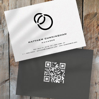 Cartão De Visita Logotipo Simples e Elegante Minimalista e Código Q