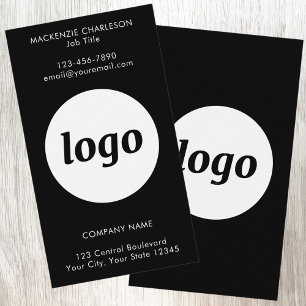Cartão De Visita Logotipo Simples e Texto Preto Vertical