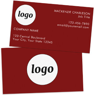 Cartão De Visita Logotipo Simples e Texto Vermelho Escuro Borgonha