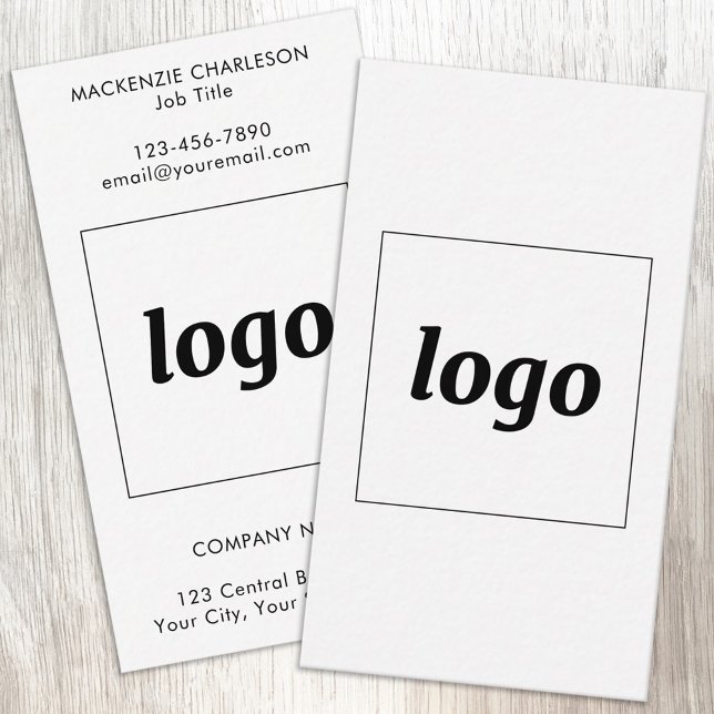 Cartão De Visita Logotipo Simples e Texto Vertical (Simple logo with custom text business branding promotional business cards)