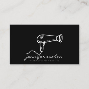 Cartão De Visita Logotipo Simples Fofo de Cabeleireiro Secador de C