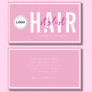 Cartão De Visita Logotipo Simples Moderno Rosa Bege Branco Estilist
