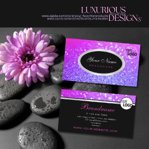 Cartão De Visita Logotipo Sparkle com gradiente roxo, cor-de-rosa,