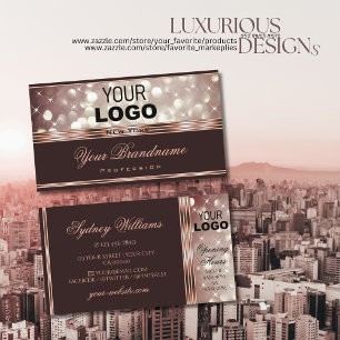 Cartão De Visita Logotipo Sparkle Glitter Dourado Elegante do Burgu
